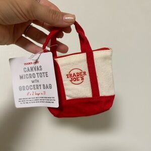 Trader Joe's Canvas Micro Tote with Grocery Bag - Red